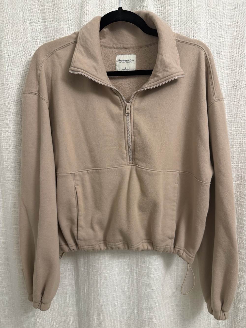 Abercrombie & Fitch Taupe Half-Zip Crewneck Pullover